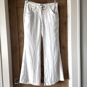 XOXO Jeans 100% Linen Pants Womens 9/10 wide leg Bell bottom flowey Beach Boho